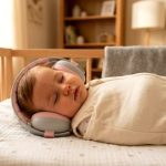 Bébé qui dort avec un casque anti bruit